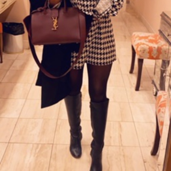 YSL burgundy velvet and leather tote - Picture 2 of 3